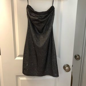 Silver strapless dress